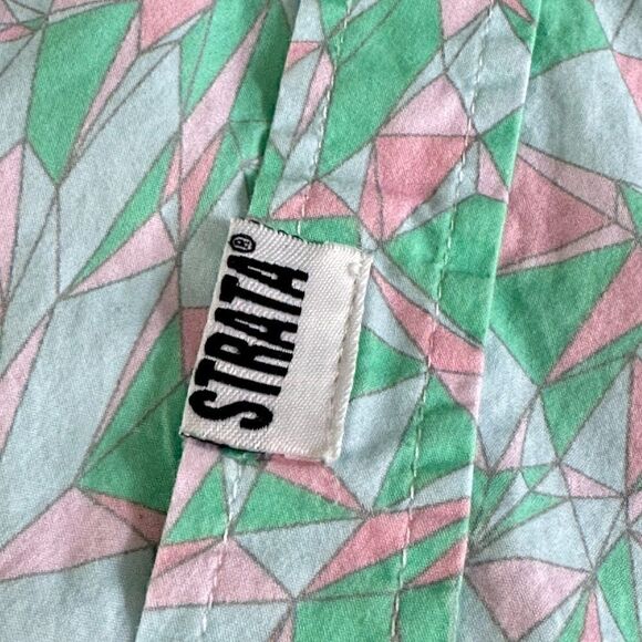 Strata Shirt Mens Size Medium Geo print Button Up Casual retro Cotton Hawaiian - Picture 8 of 10